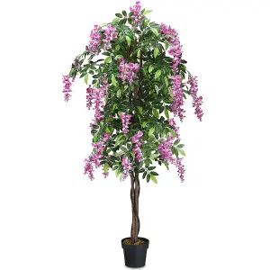 Costway 180cm Realistic Artificial Wistera Flower Tree Fake Greenery Plants Potted Plant