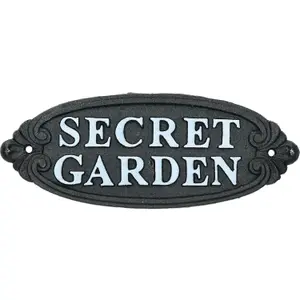 Secret Garden Cast Iron Sign Plaque Door Wall House Gate Fence Post Rustic