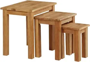 Carmel 3 Piece Nest Of Tables Three Posts Table Base Colour: Oak