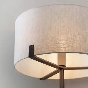 Hatton Brushed Bronze with Natural Linen Shade Classic Style 1 light Floor Light