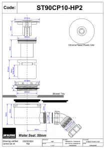 McAlpine ST90CP10-HP2 1" 90mm Hi-Flow Shower Trap