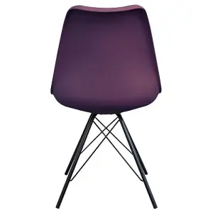 Soho Aubergine Plastic Dining Chair with Black Metal Legs