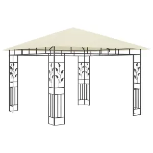 Berkfield Gazebo with Mosquito Net&LED String Lights 3x3x2.73 m Cream