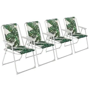 Harbour Housewares - Folding Metal Beach Chairs - Banana Leaf - Pack of 4