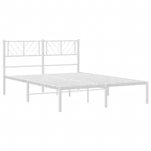 Berkfield Metal Bed Frame with Headboard White 140x200 cm