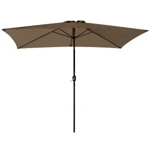 SunDaze 2x3M Rectangular Taupe Garden Parasol Outdoor Patio Umbrella, Base Weights & Weather Protective Cover