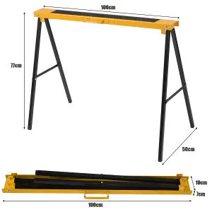 Costway Twin Pack Folding Saw Horse Heavy Duty Sawhorses Compact Power Tools Workhorse