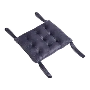 Dark Grey Chair Seat Cushion Pad with Straps in Dark Grey