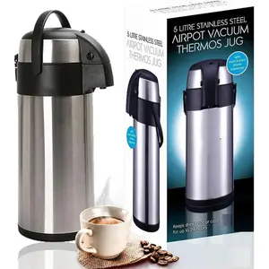 Mantraraj 5l Pump Action Airpot Coffee Flask Double-walled Vacuum Insulated Jug Carafe Hot Cold