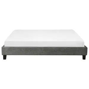 Fabric EU Super King Size Bed Grey ROANNE