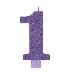 Amscan 1 Glitter Number Candle Purple (One Size)