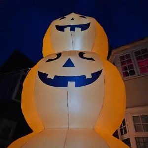 Giant: 20ft (6m) Inflatable Light up Halloween Stacked Pumpkin Decoration with 28 LEDs