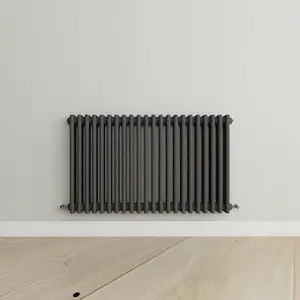 Horizontal Anthracite Triple Column Radiator (H) 600mm x (W) 1010mm, 6548 BTU.