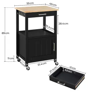 Yaheetech Black Rolling Kitchen Cart