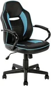 Argos Home Faux Leather Mid Back Gaming Chair - Blue & Black