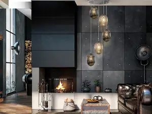 Luminosa Ovila Modern Cluster Drop 5 Light LED Pendant Light, Oval Brandy & Smoke Grey Shades