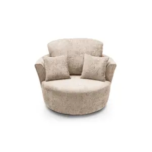 Harriet Crushed Chenille Swivel Chair in Cream