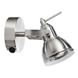 Lentz Unique Industrial Designed Switched Wall Spot Light Satin Nickel