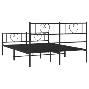 Berkfield Metal Bed Frame with Headboard and Footboard Black 140x200 cm