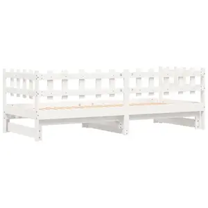 Berkfield Pull-out Day Bed White 2x(90x190) cm Solid Wood Pine