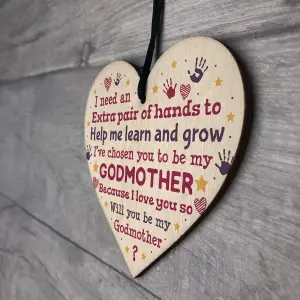 Red Ocean Godmother Godparent Asking Gifts Wooden Heart Baby Shower Gifts New Baby Gift