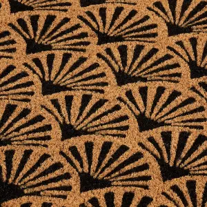 Astley Printed Latex Backed Coir 45x75cm Printed Black Scallop Deco Doormat