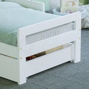 Junior Vida Taurus White Toddler Bed With Underbed Drawer Storage, 140 x 70cm