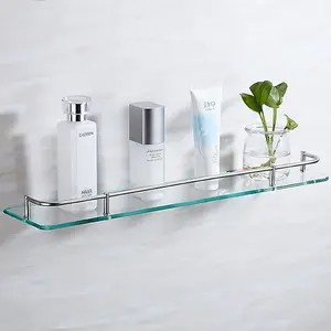 Wall Mounted Tempered Glass Storage Organizer Bathroom Shelf 50 cm