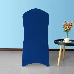 Front Flat Chair Cover for Wedding Decoration, Royal Blue - Pack of 10