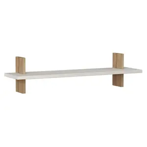 Ares Modern Wall Mounted Floating Shelf White/Oak