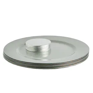 Metallic Charger Plates Set - Silver - 12pc - Decorative Dinner Set by Harbour Housewares