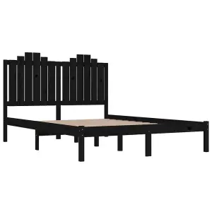 Berkfield Bed Frame Black Solid Wood Pine 140x190 cm