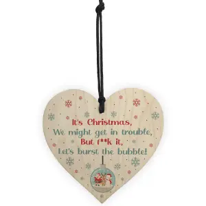 Funny Christmas Tree Decoration Lockdown Gift Wood Heart Family Gift Keepsake