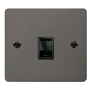 Flat Plate Black Nickel Rj11 Socket - Black Trim - SE Home