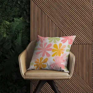 Yellow And Pink Flowers Outdoor Cushion 45cm x 45cm