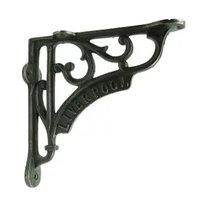 Oakcrafts - Pair of Antique Cast Iron Liverpool Shelf Brackets - 150mm x 150mm