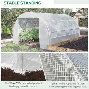 Outsunny 4 x 3 x 2 m Polytunnel Greenhouse Pollytunnel Tent w/ Steel Frame White