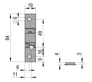 Olis glass door lock Profile cylinder, PZ rosette, left, stainless steel look