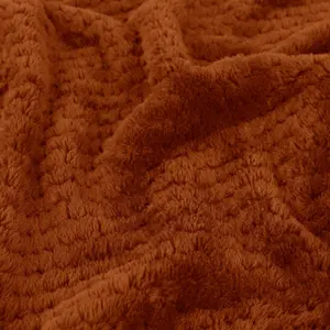 Dreamscene Luxury Large Waffle Honeycomb Mink Warm Throw, Rust - 200 x 240cm