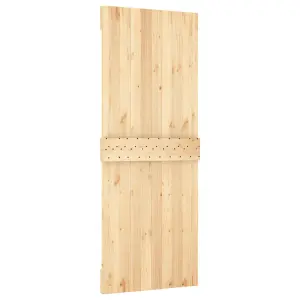 Berkfield Sliding Door with Hardware Set 90x210 cm Solid Wood Pine