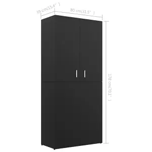 Berkfield Shoe Cabinet Black 80x39x178 cm Engineered Wood