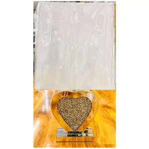 Heart Shaped Table Lamp With Shade Crushed Diamond Crystal Sparkly