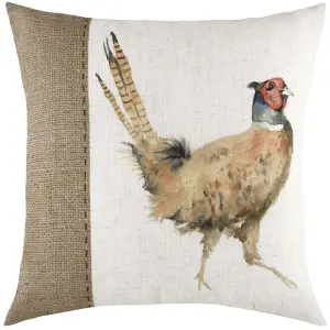 Evans Lichfield Hessian Pheasant Pheasant Rectangular Feather Rich Cushion