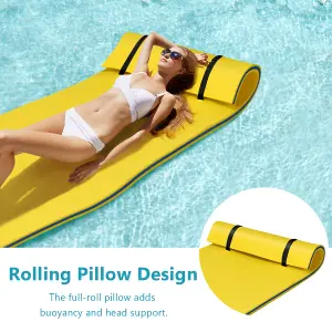 Costway Floating Water Mat Pool Roll-up Floating Mattress w/ Rolling Pillow