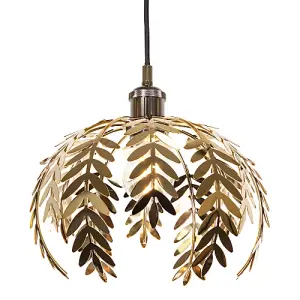 Traditional Fern Leaf Design Ceiling Pendant Light Shade in Polished Gold Finish