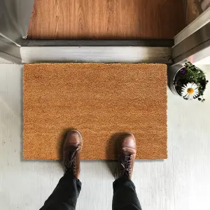 Heavy Duty Non Slip Natural Coco Door Mat - For Home Coir Entrance Porch 40 X 60cm Front Doormat High Absorbency - Dirt Trapper