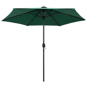 Berkfield Parasol with LED Lights and Aluminium Pole 270 cm Green