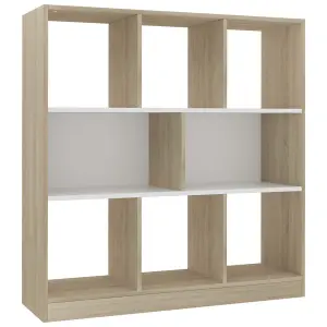 Berkfield Book Cabinet White and Sonoma Oak 97.5x29.5x100 cm Engineered Wood