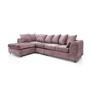 Harriet Crushed Chenille Large Left Facing Corner Sofa in Pink