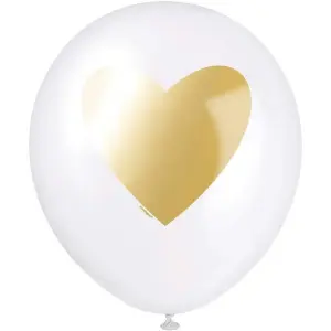 Unique Party Latex Heart Balloons (Pack of 6) Pink/White/Gold (One Size)